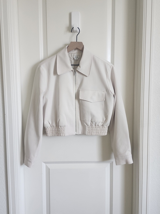 Jason Wu Jackets & Blazers - Jason Wu Light Cream Cropped Bomber Jacket